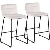 Casper 26" Counter Stool in Cream Velvet & Black Metal (Set of 2)